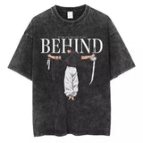 Retro Washed T-shirt Jujutsu Kaisen Fushiguro Megumi Fashion Short Sleeves Casual Cotton