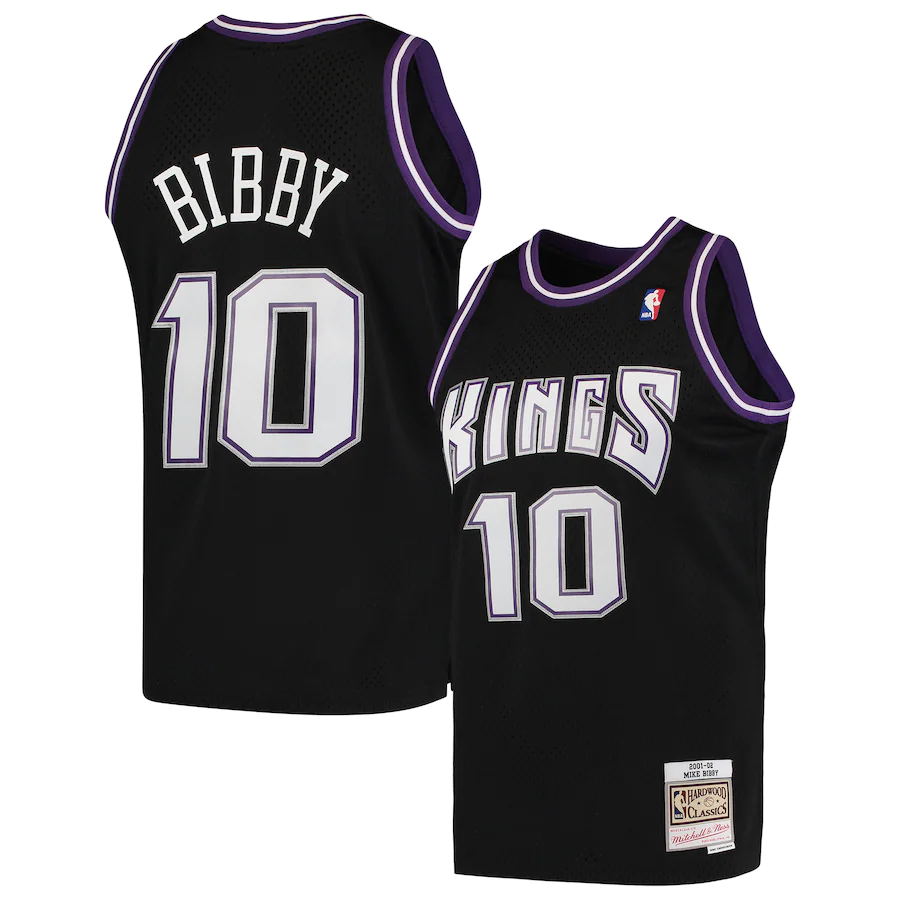 Sacramento Kings #10 Mike Bibby Kings 10 # Bibby Mitchell&Ness Black Premium Mesh Fan Jersey Style 1