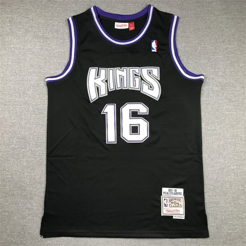 Sacramento Kings #16 Peja Stojakovic Kings 16 Retro Black
