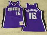 Sacramento Kings #16 Peja Stojakovic mitchell&ness Kings 16 # Ja 2002-03 Season Purple Embroidered Style 3