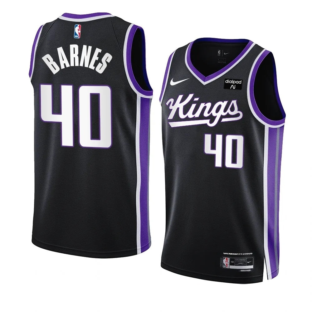 Sacramento Kings #40 Harrison Barnes 2023-24 Icon Edition Black Swingman Jersey Men's.webp