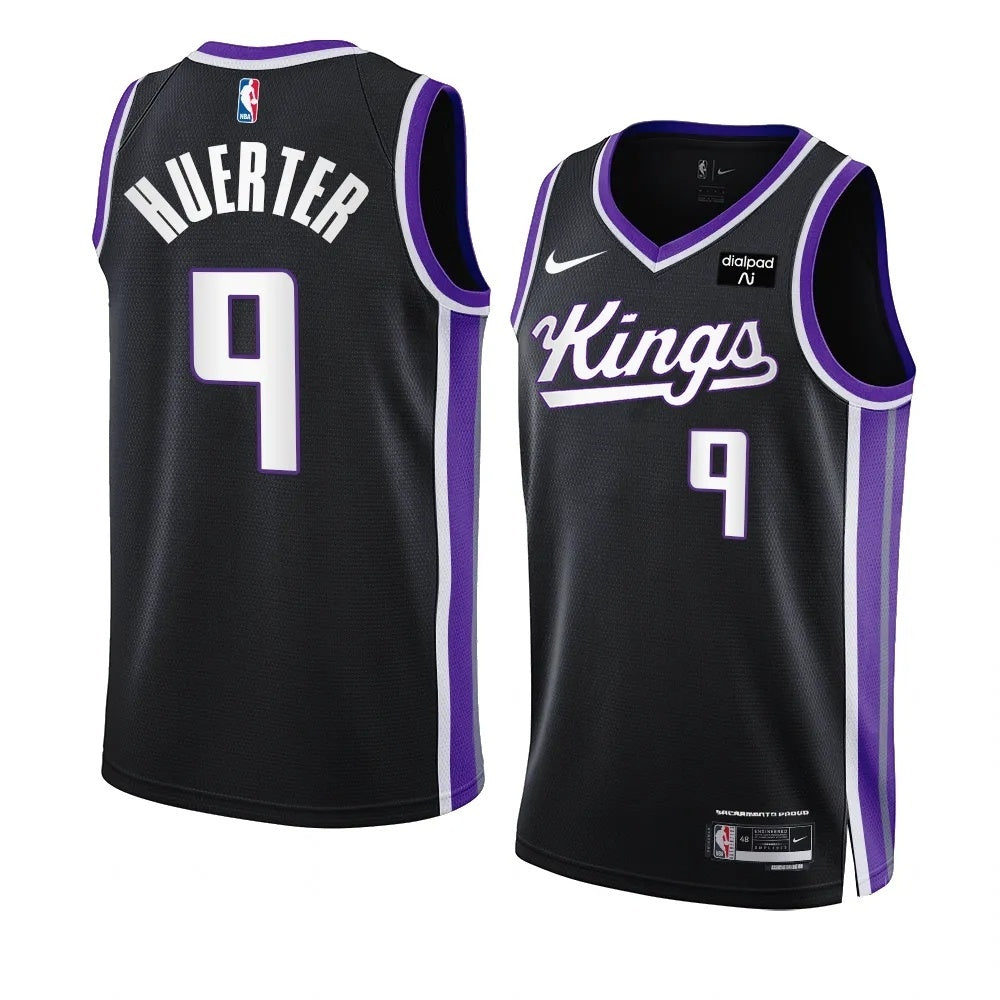 Sacramento Kings #9 Kevin Huerter 2023-24 Icon Edition Black Swingman Jersey Men's.webp