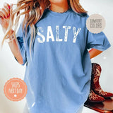 Salty Beach Please Comfort Colors Oversized Beach Tee Casual Crewneck T-Shirt Soft Cotton Fabric for Summer Vacation Outfit Garment Top