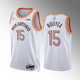 San Antonio Spurs #15 Jamaree Bouyea 2023-24 White City Edition Men Jersey Style 1