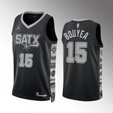 San Antonio Spurs #15 Jamaree Bouyea Black Statement Edition Men Jersey Style 2