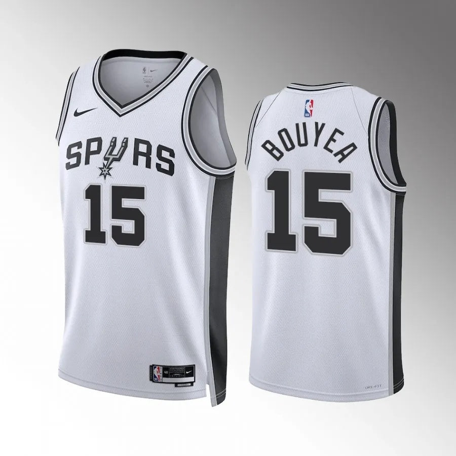 San Antonio Spurs #15 Jamaree Bouyea White Association Edition Men Jersey Style 2