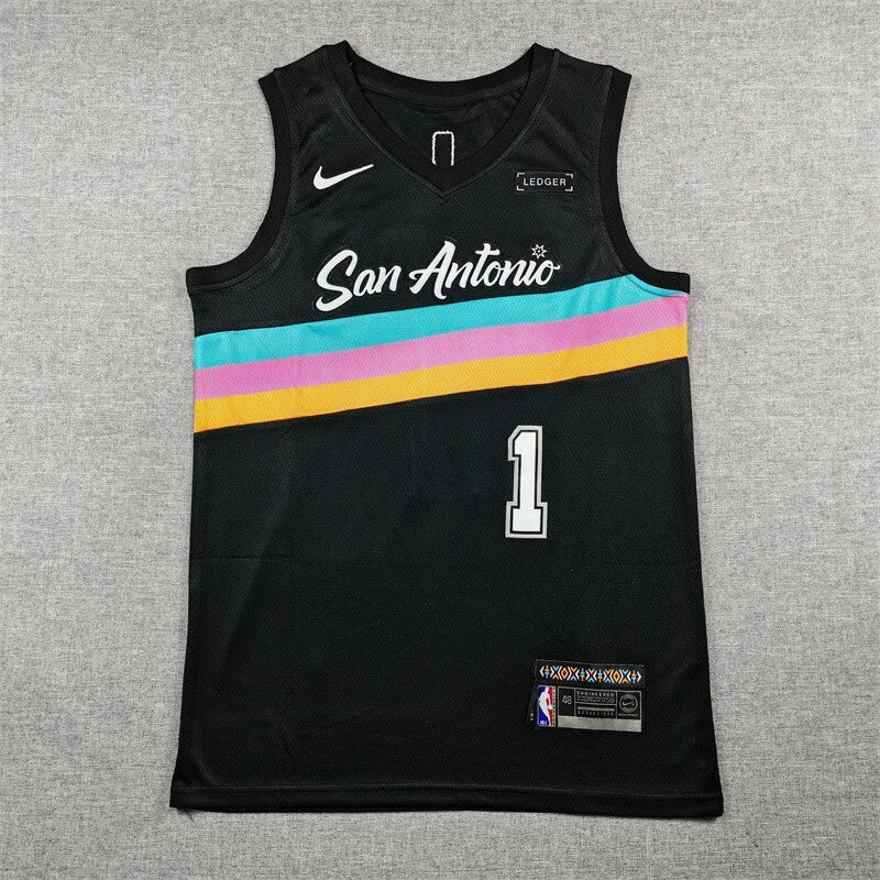 San Antonio Spurs #1 Victor Wembanyama 26 Spurs 1 Black City Edition Style 4