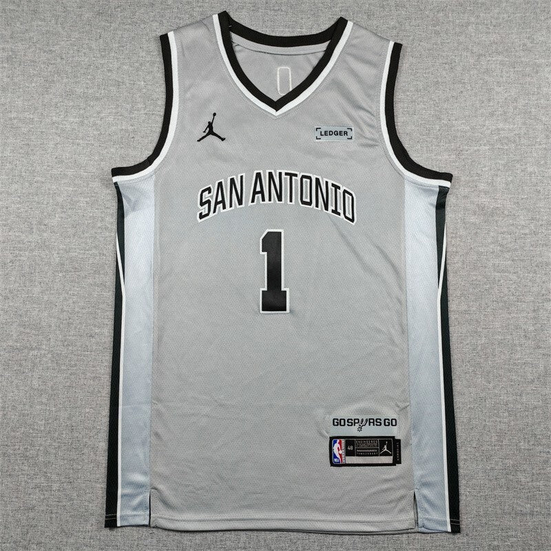 San Antonio Spurs #1 Victor Wembanyama 26 Spurs 1 Gray Style 4