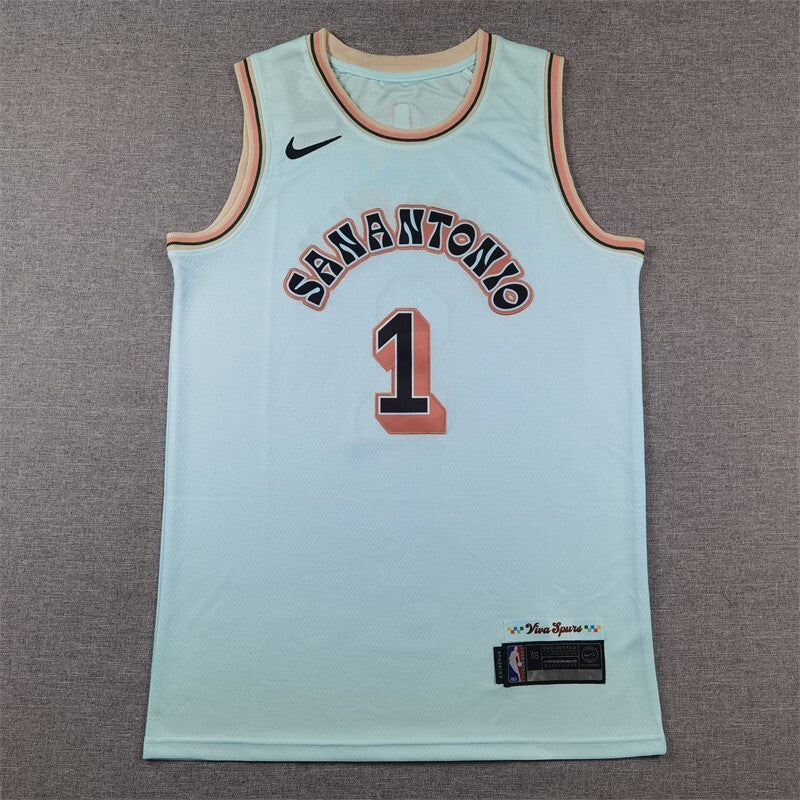 San Antonio Spurs #1 Victor Wembanyama Spurs 1 Blue City Edition s-xxl Style 2