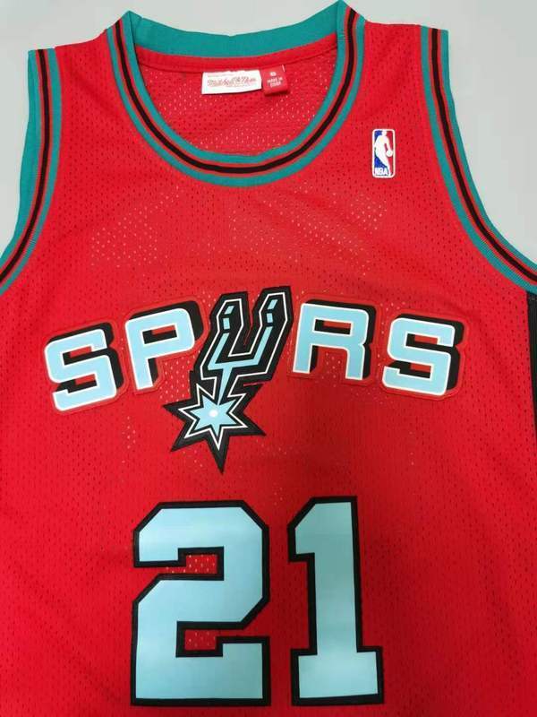 San Antonio Spurs #21 Tim Duncan 1998-99 jersey red Style 3