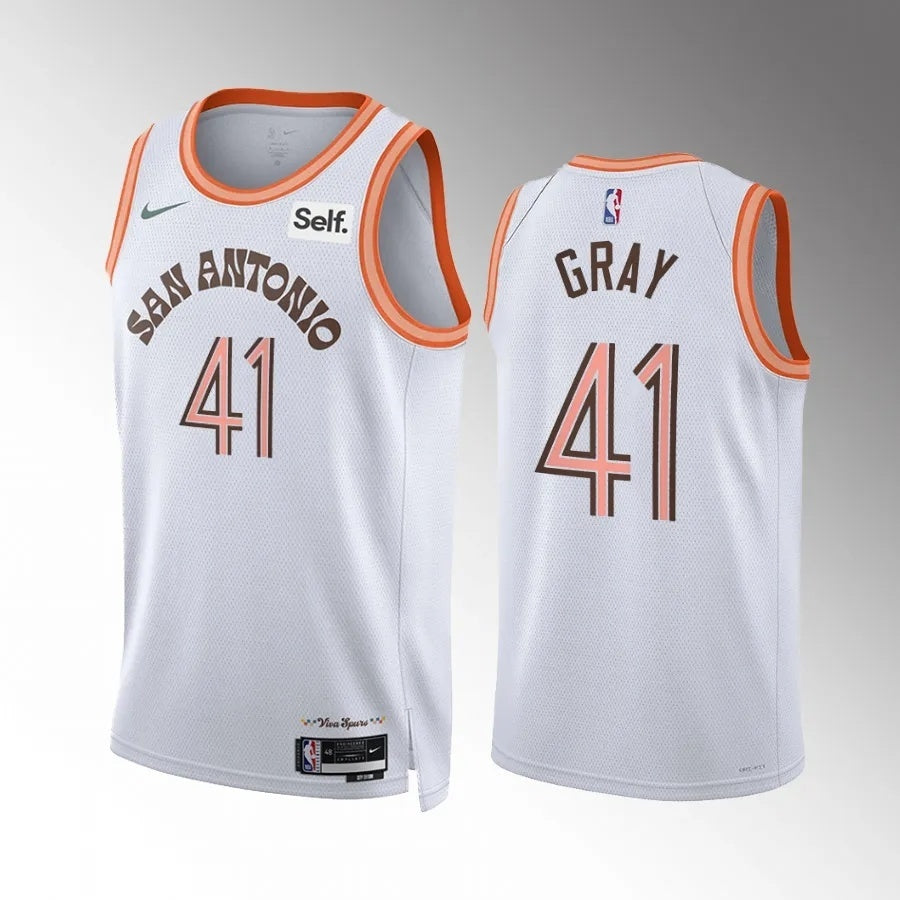 San Antonio Spurs #41 RaiQuan Gray 2023-24 White City Edition Men Jersey Style 2
