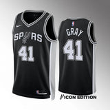 San Antonio Spurs #41 RaiQuan Gray Black Icon Edition Men Jersey Style 1