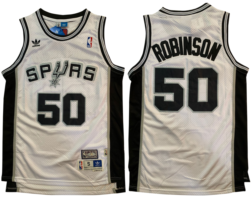 San Antonio Spurs #50 Robinson Spurs 50 # David · Robinson White Retro Premium Mesh Style 1