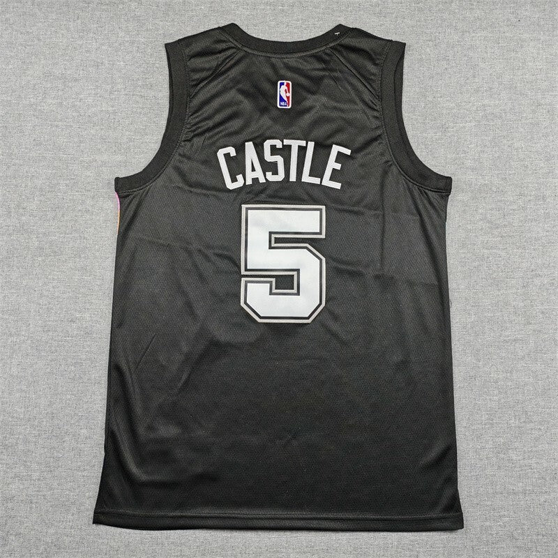 San Antonio Spurs #5 Stephon Castle 26 Spurs 5 Black City Edition Style 3