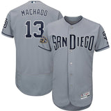 San Diego Padres #13 Manny Machado Majestic Patch Flex Base Player Jersey – Gray