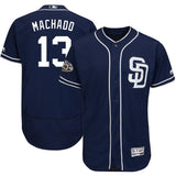 San Diego Padres #13 Manny Machado Majestic Patch Flex Base Player Jersey – Navy