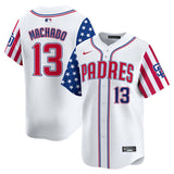 San Diego Padres #13 Manny Machado White 2025 Independence Day Vapor