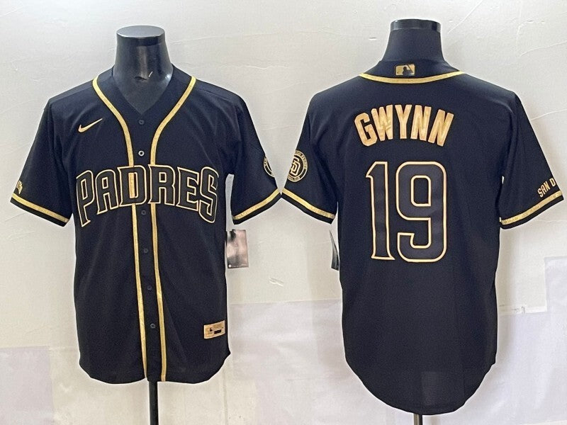 San Diego Padres #19 Tony Gwynn Padres Retro Gold Text Style 1