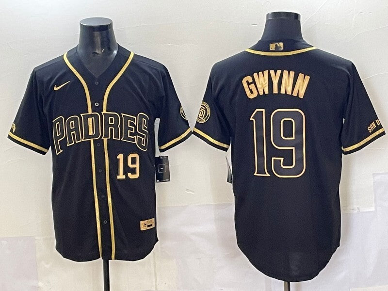 San Diego Padres #19 Tony Gwynn Padres Retro Gold Text Style 2