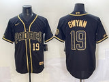 San Diego Padres #19 Tony Gwynn Padres Retro Gold Text Style 2