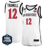 San Diego State #12 Darrion Tramell 2023 Final Four College Basketball Limited Jersey – White