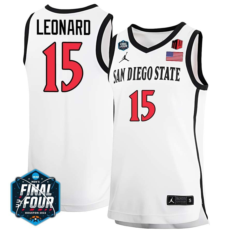 San Diego State #15 Kawhi Leonard 2023 Final Four College Basketball Limited Jersey – White