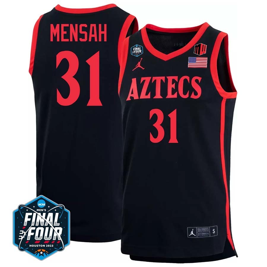 San Diego State #31 Nathan Mensah 2023 Final Four College Basketball Limited Jersey – Black