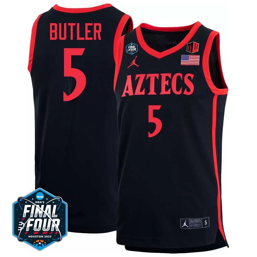 San Diego State #5 Lamont Butler 2023 Final Four College Basketball Limited Jersey – Black
