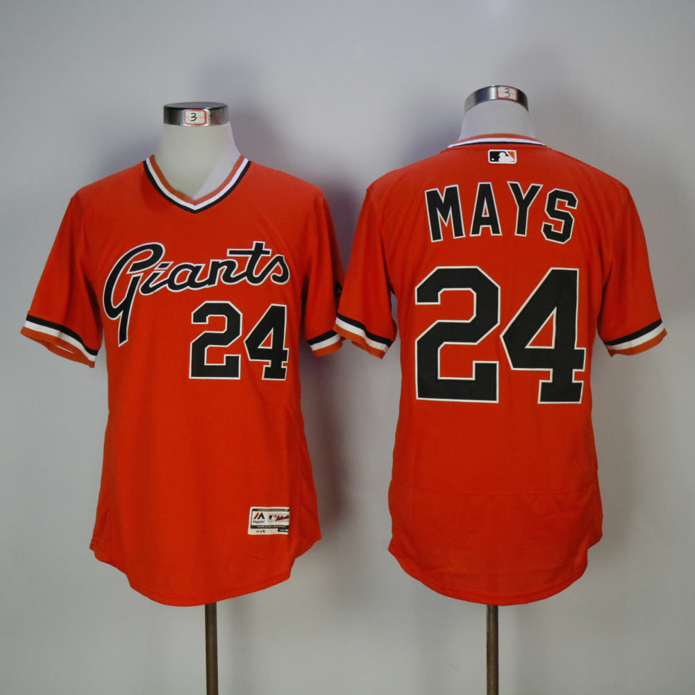 San Francisco Giants #24 Willie Mays Giants 24 Orange Elite New