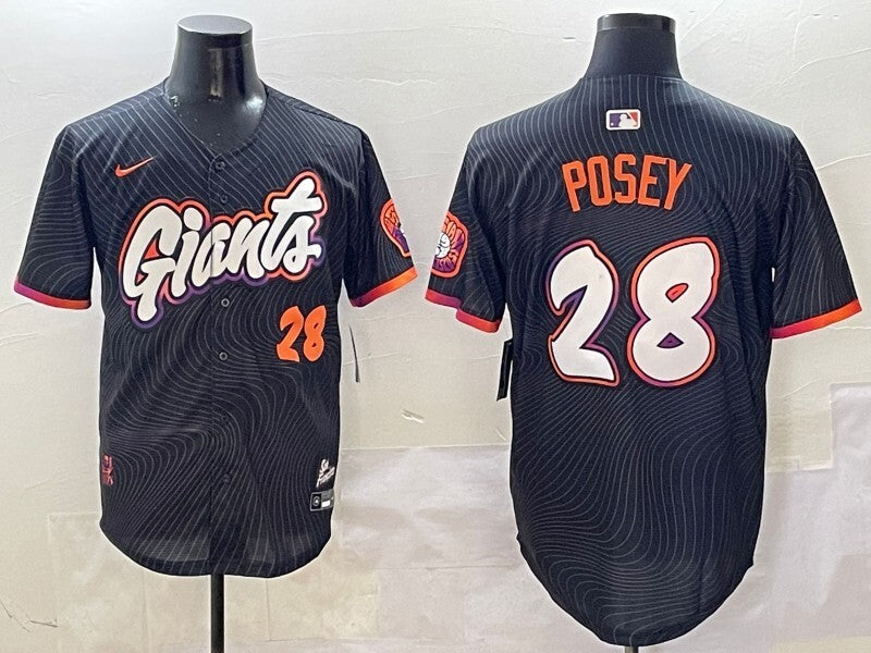 San Francisco Giants #28 Buster Posey Giants Black V2 Collaboration Style 1