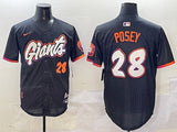 San Francisco Giants #28 Buster Posey Giants Black V2 Collaboration Style 1