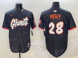 San Francisco Giants #28 Buster Posey Giants Black V2 Collaboration Style 2