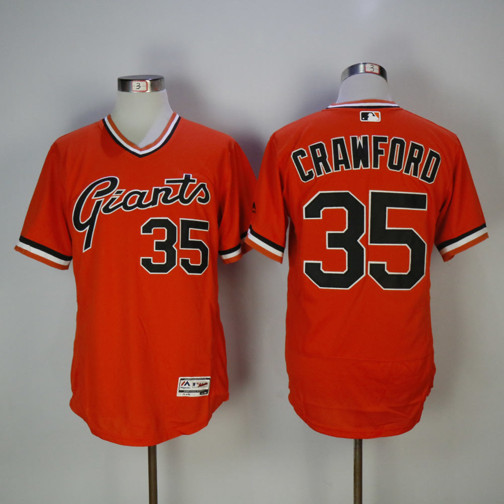 San Francisco Giants #35 Brandon Crawford Giants 35 Orange Elite New