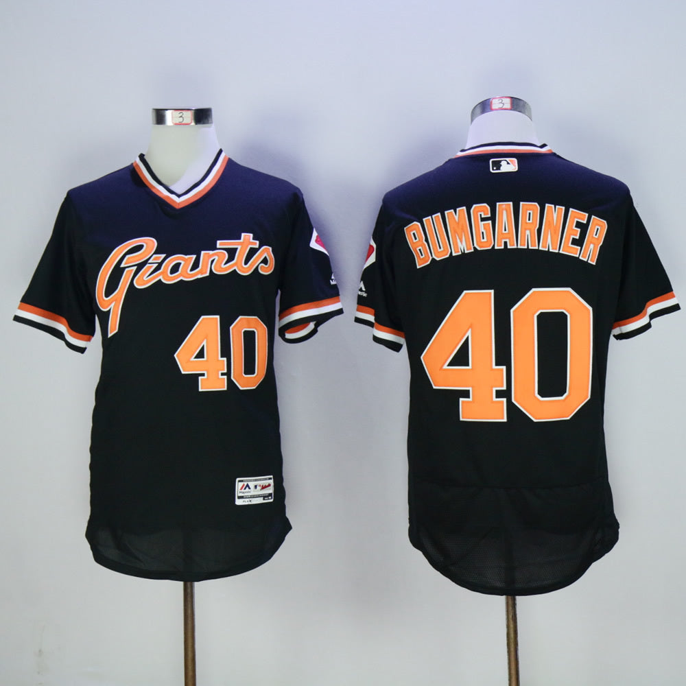 San Francisco Giants #40 Madison Bumgarner Giants 40 Black Retro Pullover 2016 Player Version