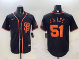 San Francisco Giants #51 Jung Hoo Lee Giants Black V2 Collaboration Style 1