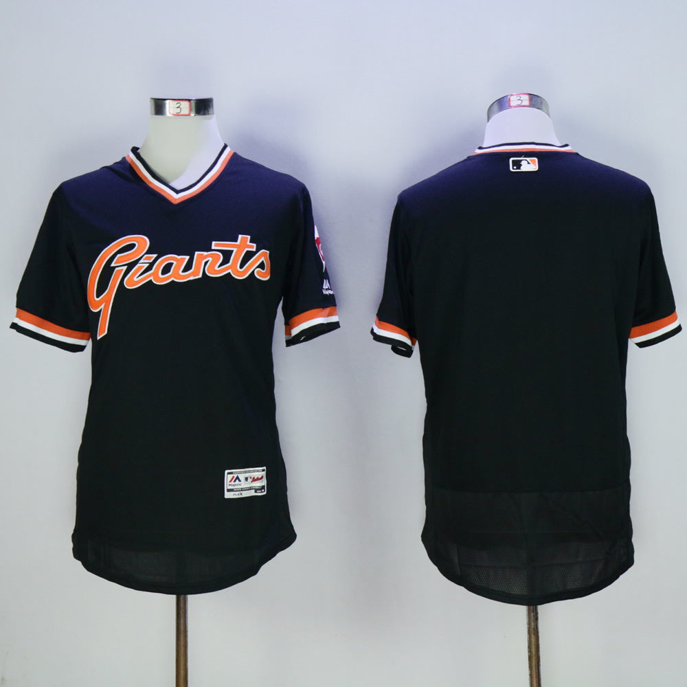 San Francisco Giants blank Giants Blank Black Retro Pullover 2016 Player Version 55