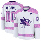 San Jose Sharks Fanatics 2024 Hockey Fights Cancer Custom Practice Jersey - White