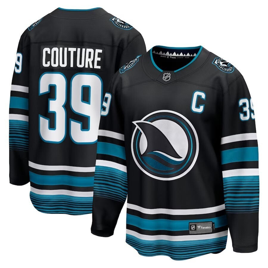 San Jose Sharks #39 Logan Couture Branded Alternate Premier Breakaway Player Jersey - Black