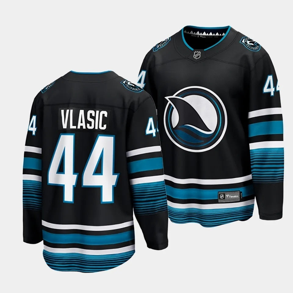 San Jose Sharks #44 Marc-Edouard Vlasic 2023-24 Cali Fin 3rd Alternate Jersey Style 1
