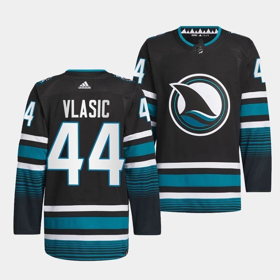 San Jose Sharks #44 Marc-Edouard Vlasic 2023-24 Cali Fin 3rd Alternate Jersey Style 2