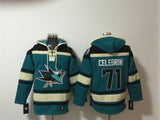 San Jose Sharks #71 Macklin Celebrini Teal Lace-Up Pullover Hoodie
