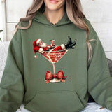 Santa Martini Sweatshirt, Coquette Christmas Shirt, Christmas Martini, Christmas Bow Hoodie, Santa Xmas, Girly, Unisex Sweater Pullover Tee