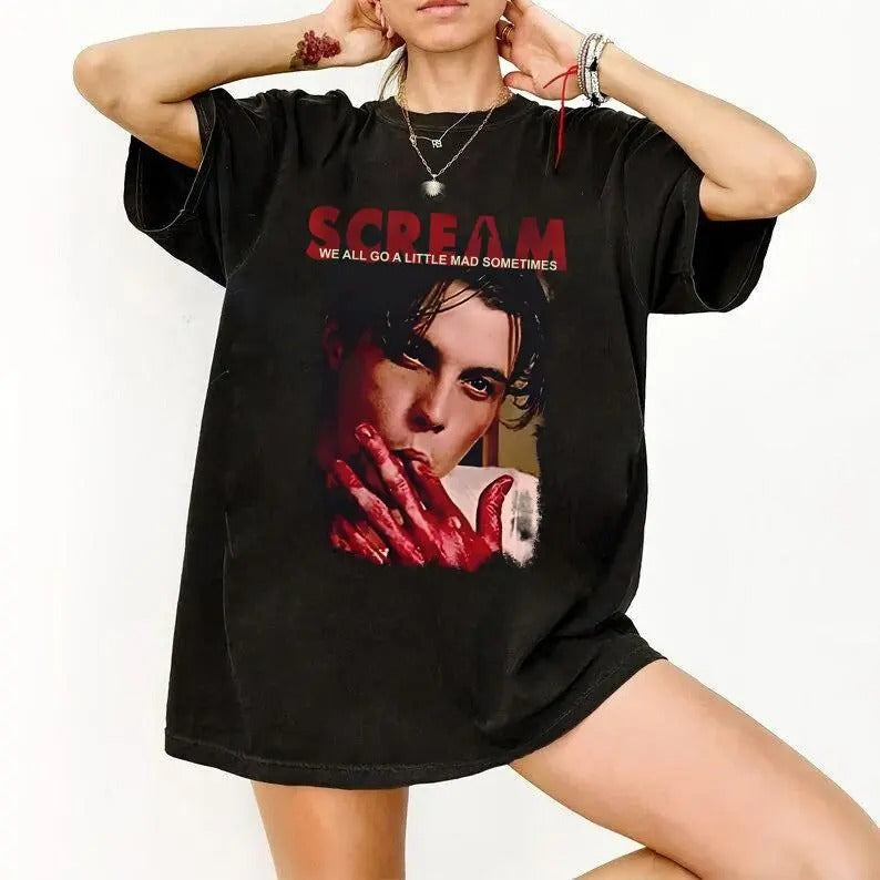 Scream Shirt , 90s Shirt , Retro Tshirt , Horror Movie Shirt , Unisex Classic Cotton Tee with Graphic Print in All Sizes, For Men, For Women
