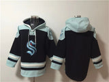 Seattle Kraken Blank Black Ageless Must-Have Lace-Up Pullover Hoodie