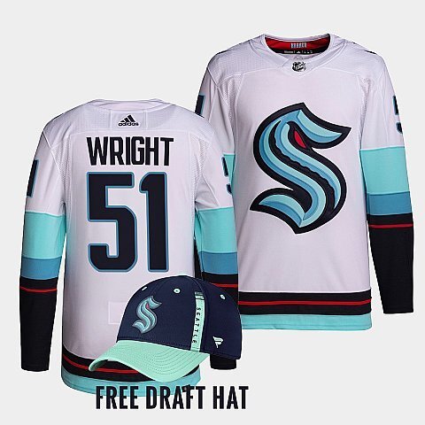 Seattle Kraken #51 Shane Wright white authentic primegreen 2022 nhl draft away