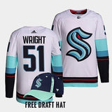 Seattle Kraken #51 Shane Wright white authentic primegreen 2022 nhl draft away