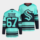Seattle Kraken #67 morgan-geekie-ice-blue-2022reverse-retro-2.0-authentic-primegreen-jersey