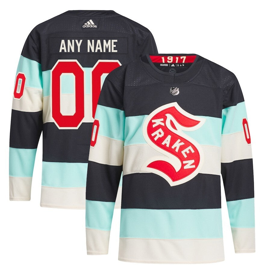 Seattle Kraken adidas 2024 NHL Winter Classic Authentic Custom Jersey - Deep Sea Blue
