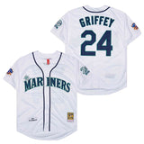 Seattle Mariners #24 Ken Griffey Jr. Mariners 24 White 1997 Retro