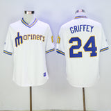 Seattle Mariners #24 Ken Griffey Mariners 24 White Retro Style 1